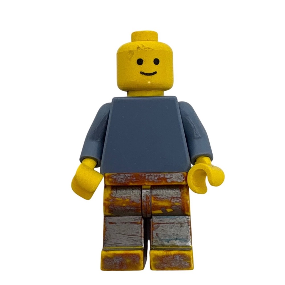 LEGO Minifigure Classic Yellow Smiley Face Sand Blue Torso Yellow Legs Vintage
